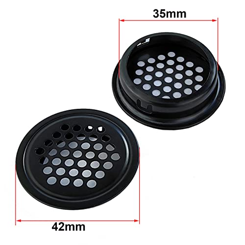 Qrity 10 PCS Stainless Steel Air Vent 35mm, Circular Mesh, Black Circular Ventilation Grille, Grating Cover - Image 3