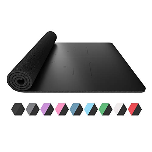 FrenzyBird 5 mm PU Yoga Mat with Carrying Strap and Alignment Marks, Anti Slip and Easy to Clean, Provides Perfect Cushioning, Ideal for Beginners and Advanced Yogis