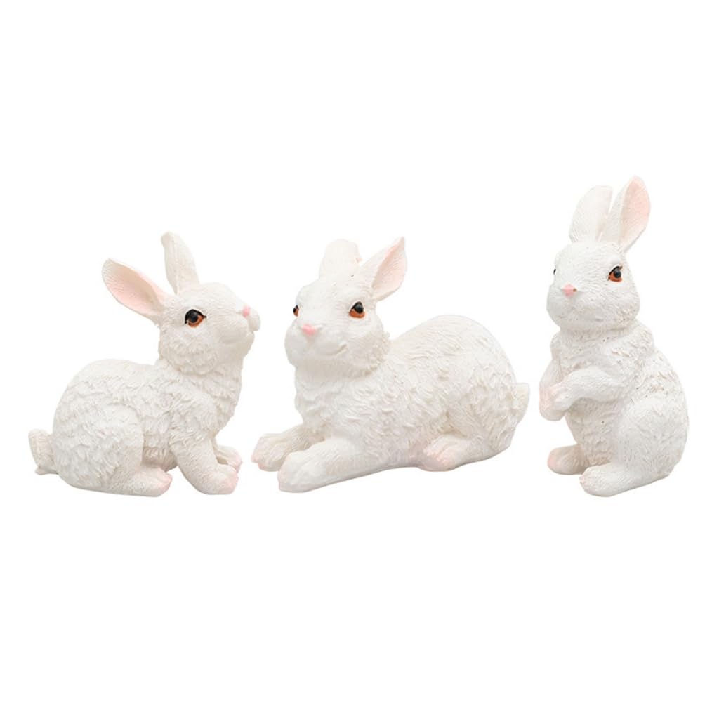 Resin Bunny Statue Yards Garden Crafts Small Landscape Miniature Rabbit Figurine Ornaments Statue Resin Material Desk Decor