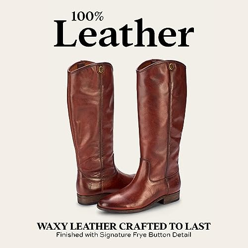 Image of Frye Melissa Button 2 Equestrian-Inspired Tall Boots for Women Made from Hard-Wearing Vintage Leather with Antique Silver Hardware and Leather Outsole - 15 inch Shaft Height, Redwood - 12 WS