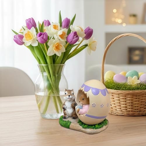 Estatua Decorativa de Ardilla y Conejo en Resina para Pascua miniatura 5