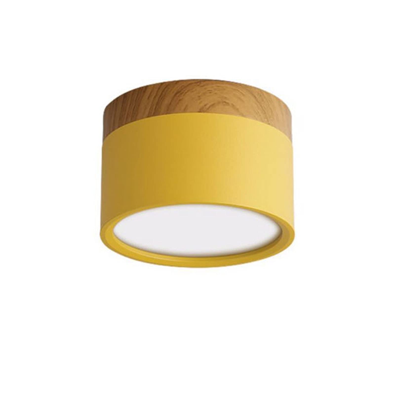 LAI HO LED Downlight, Nordic Wood Modern Led Surface Mounted Ceiling Light Fitting, Aluminum Cool White Spotlight for Dining Room Kitchen Hallway,Yellow,15W