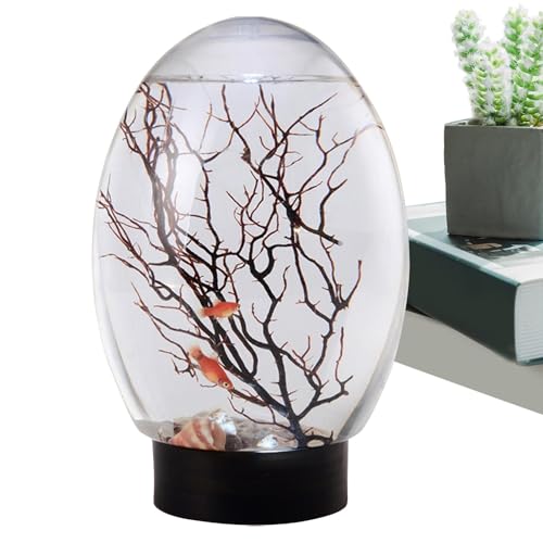 per pesci – acquario | Acquario con luce LED | Divertente centrotavola da tavolo, portatile, decorazione per la casa, studio, hotel, soggiorno