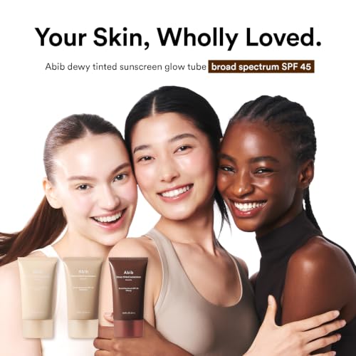 Image of Abib Dewy Tinted Sunscreen SPF 45 (Light) UV Broad Spectrum, Daily Face Moisturizer, Skincare Infused Glow Tube, Mineral&Chemical Hybrid Filter, Lightweight Natural Coverage Korean Skincare 1.69 fl oz