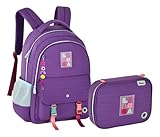 Kit Mochila Luluca Escolar Estojo Escolar Meninas Resistente Infantil Juvenil (Roxo) com Estojo 36 Elásticos Pandinhas Youtuber Coleção 2026