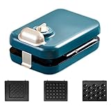 GYAM Gofrera Individual 3 En 1, Sartén Antiadherente para Desayunos Tostadora De Hierro Eléctrica Mini Sándwiches Antiadherente Fácil De Limpiar Sartén De Cocina para Carne Y Huevos,D