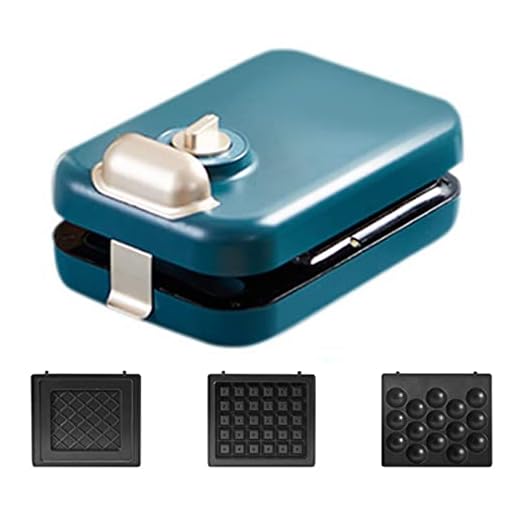 GYAM Gofrera Individual 3 En 1, Sartén Antiadherente para Desayunos Tostadora De Hierro Eléctrica Mini Sándwiches Antiadherente Fácil De Limpiar Sartén De Cocina para Carne Y Huevos,D