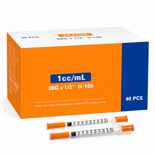 Packung mit 40 Stück 1 ml 30G x 1/2 Zoll (0 3 mm x 13 mm) U-100 Laborgeräte einzeln versiegelt