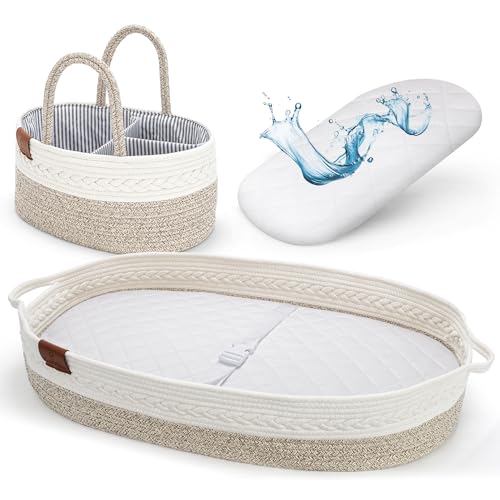 Image of SwiftSleep Baby Changing Basket for Baby Dresser, Moses Baskets for Newborn, Baby Moses Basket Changing Basket for Dresser, Changing Pad Basket Changing Table Basket, Diaper Caddy (Grey)