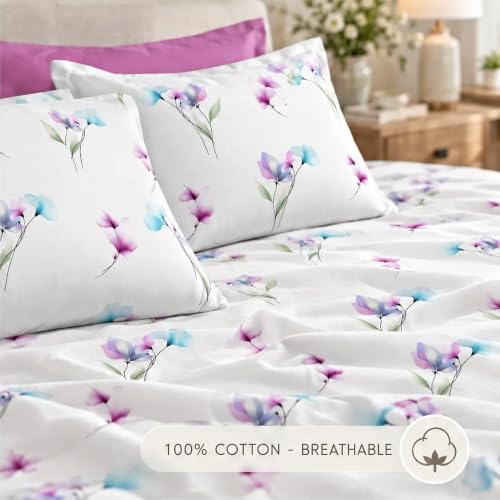 Image of Bombay Dyeing Vintage Floral Pink Super King Size Bedsheet Set (3 Pc)