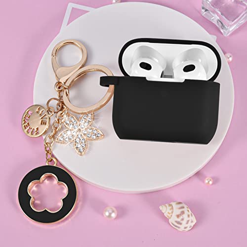 Image of VISOOM Case for Airpods 3 Pink Airpods 3rd Cases 2021 Silicone for iPod 3 Earbuds Case Cover Women Wireless Charging Case with Accessories Girl Bling Keychain for Apple Ear Buds 3rd Generation