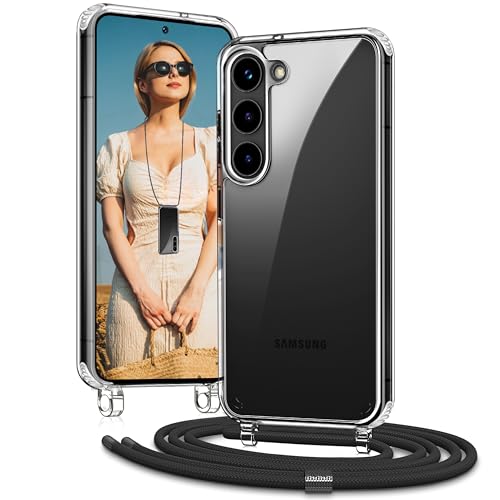 Vaykwo Handykette für Samsung Galaxy S25 Plus / S25+ / S24+ 6,7" Hülle mit Band - Necklace Handyhülle - Transparente Case zum Umhängen mit Kameraschutz und Bildschirmschutz - Grau