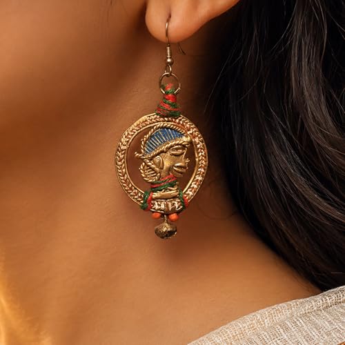 Image of Handcrafted Tribal & Dhokra Art Earrings Collection for Women - Royal Boho Statement Designs in Brass, Wooden, Beaded & Geometric Styles