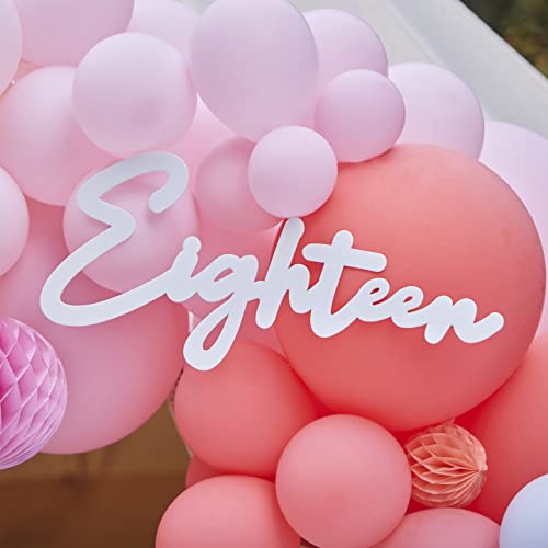 Image of Ginger Ray White Number 18 Birthday Balloon Arch Decoration Party Sign - 75cm x 30cm