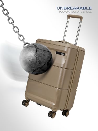 Image of Safari Cosmic Cabin 8 Wheels 55cm Carry on Trolley Bag Hard Case Polycarbonate 360 Degree Wheeling System Luggage, Anti-Theft Zipper, Trolley Bags for Travel, Suitcase for Travel, Fossil