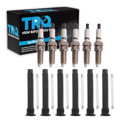 TRQ Ignition Coil & Spark Plug Kit 12 Piece Compatible with 2011-2017 Chrysler 200 Town & Country 2011-2021 300 Charger Caravan Journey Ram ProMaster 2011-2014 Dodge Avenger 2014-2021 Jeep Cherokee