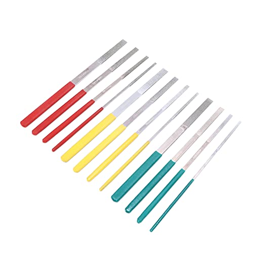 Cryfokt Mini Juego de Limas Excelente Rendimiento Alta Dureza 12 Piezas Lima Plana para Procesamiento Manual Archivo Herramientas de Hardware de Afilado para Tallado de Madera Cerámica Metal, 2 X
