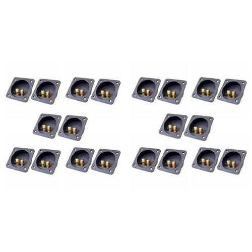 Tumintu DIY EstÉReo Tornillo Conectores de Copa Conectores de Subwoofer Enchufe de 2 VÍAs Caja de Bornes de ConexiÓN Terminal, 20 Pcs Negro