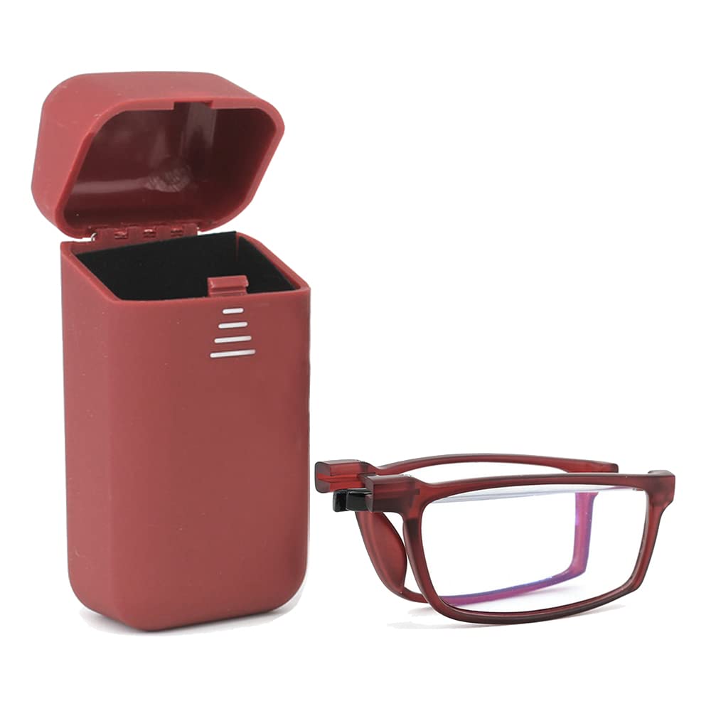 Viseng Gafas de lectura plegables anti-luz azul para hombres y mujeres con poste telescópico caja elástica ultraligera de moda portátil