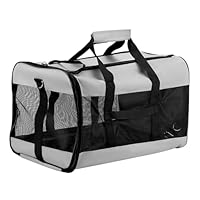 QWORK® Transporttasche mit Optimalem Luftstrom für Katze und Hund bis 10kg - 48x30x30 cm - Haustier-Tragetasche Tragbare und Waschbar
