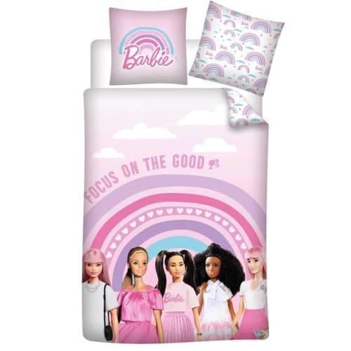 Barbie funda nórdica cama 90 de algodón reversible con una funda de almohada infantil 2