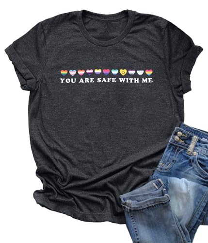 Women Pride Ally Shirt You are Safe with Me T Shirt LGBTQ Flags Ally Outfit Rainbow Pride Tee Top