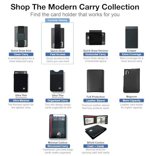 Image of Modern Carry Quick Draw Minimalist Wallet for Men & Women, Elastic Band Minimal Credit Card Holder with Leather Tab, Card Grabber for Long Nails, Money Clip Alternative (Black) (Red)