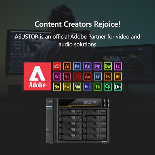 Image of Asustor Lockerstor 10 Gen3 AS6810T 10 Bay NAS, AMD Ryzen V3C14 Quad-Core, 16GB ECC DDR5 RAM, Dual 10GbE + Dual 5GbE, 4 M.2 NVMe SSD Slots, USB4 40Gbps, Enterprise Grade for Enthusiasts(Diskless)