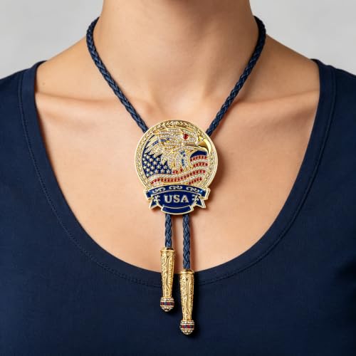 Image of GelConnie Bolo Ties for Men Women Western Cowboy Tie Mens Western Necklace Leather Necktie Gold Bolero Tie Cowboy Necklace