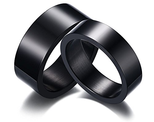 Free Personalized Engraved Nickname Date Coordinates Roman Numerals 8MM&6MM High Polish Stainless Steel Flat Engagement Ring Wedding Band,Anniversary Birthday Gift for Him Her3