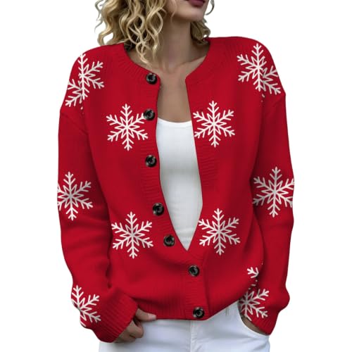 Christmas Sweaters for Women Snowflakes Open Front Button Up Cardigans - image 2