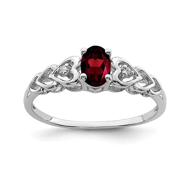 Bague ovale en argent sterling 925 femme pierre précieuse grenat rouge 0.40 ct