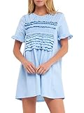 English Factory Mixed Media Ruffle Detail Dress