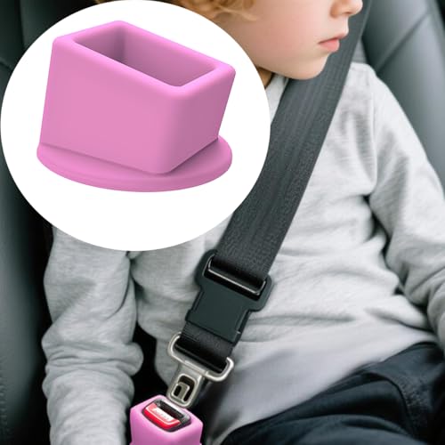 Image of Bittwee Seat Belt Buckle Holder Car Seatbelt Fixer, Pink | Silicone construction, soft contact feel, anti-slip surface, easy daily access, auto accessories