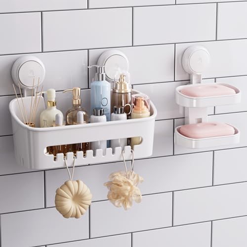 Taili Shower Caddy Suction Cup & Double Layer Soap Holder Heavy Duty Bathroom Shower Organizer cover
