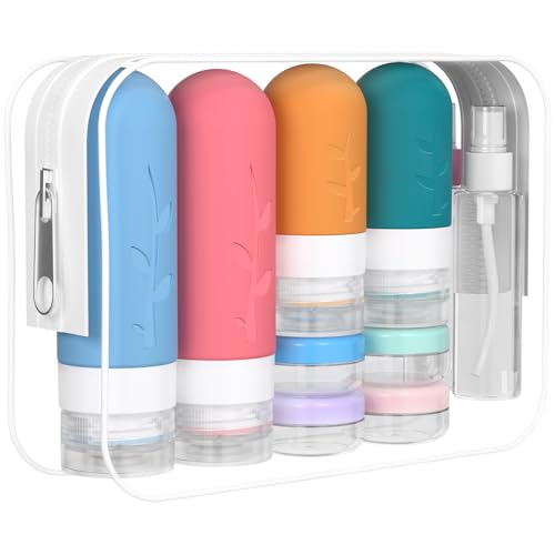 DEPOZA 16 Pack Travel Bottles Set - TSA Approved Leak Proof Silicone Squeezable Containers for Toiletries, Conditioner, Shampoo, Lotion & Body Wash Accessories (16 pcs/G3 Pack), White