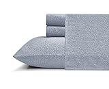 Cotton Rich T-Shirt Soft Heather Jersey Knit Sheet Set - All Season Bed Sheets,, Warm and Cozy by Morgan Home (King, Heather Blue)