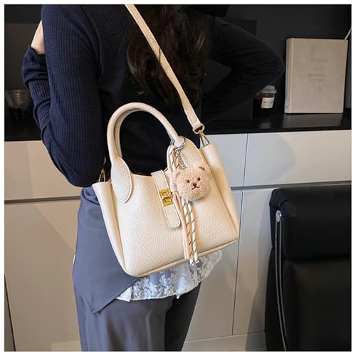 Mini Bucket Bag with Cute Charms Vintage Crossbody Handbag Leather Bucket Purses Handbag for Women2