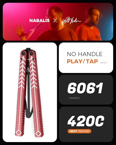 Image of Nabalils X Will Hirsch Vulp V2-Black - Butterfly Knife Balisong Trainer - Folding Knife Unsharpened - Butterfly Knife for Practicing Flipping, Blunt Practice, Dull Blade, No Edge Tool