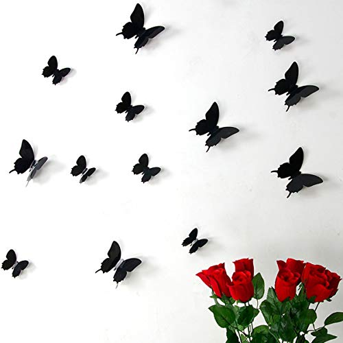 Ambiance-Live Set of 12 black 3D butterfly stickers - Image 2