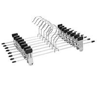 Trouser hangers, 20 Pack Skirt Hangers with Adjustment Metal Clips,Pant Hangers for Clothes Heavy Duty Durable Space Saving