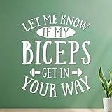 fais-moi savoir si mes biceps te gênent Stickers lettrage 41x48.9cm Culture du tatouage Blanc