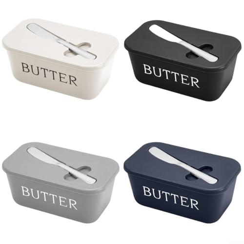 Butter Dish with Lid, Butter Container with Spatula Holder Perfect for Room Decor Kitchen Decor (Gray) - Image 3