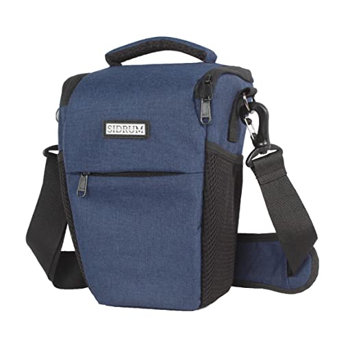 Image of Polyester D2 DSLR Camera Bag, Camera Case with Adjustable Shoulder Strap, Compatible for Nikon, Canon, Sony Cameras - Waterproof - Anti Shock (Blue-Grey Interior)