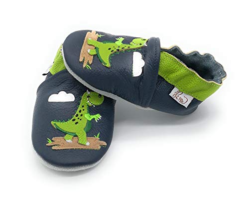 LEPEPPE - Nuovo Dinosauro Draghetto - Scarpine in Morbida Pelle Prima Infanzia - Pantofole Bambino - Suola in Pelle Antiscivolo - Scarpette Fino al 34/35 (x_l)