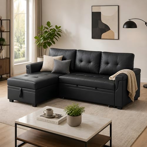 Naomi Home L Shaped Sectional Couch with Storage & Pull