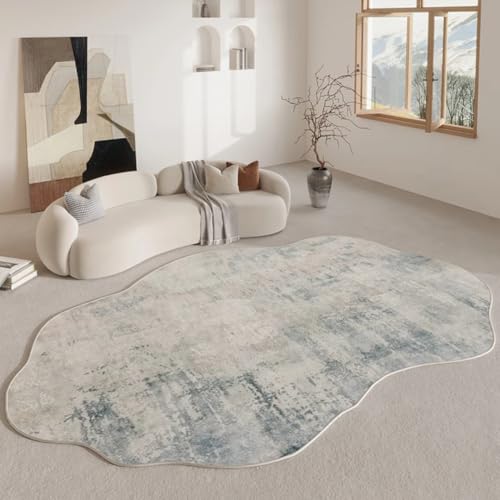 Tapis de salon irrégulier rétro moderne et épais de 160 x 230 cm