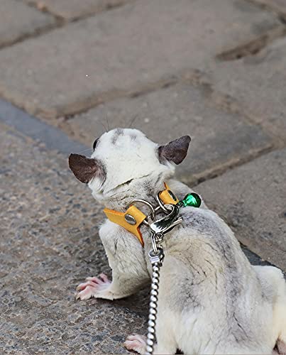 3 Pack Sugar Glider Harness And Leash Set - Adjustable Traction Rope Strap Anti-Biting Chain Rope, Small Animal Training Walking Vest Leash For Sugar Glider Squirrel Hamster Rat Birds Reptile (Yellow) #TOP6