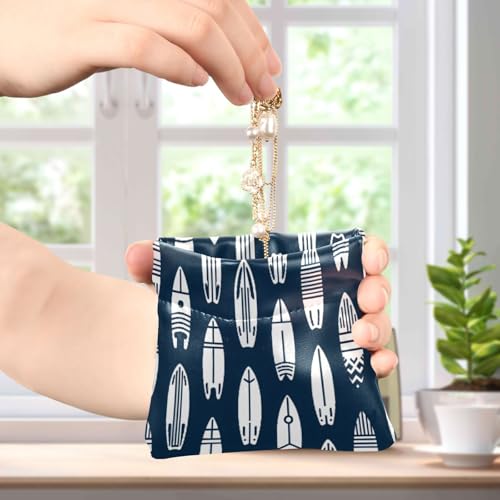 White Surfboards Coin Purse Leather Pouch Change Purse, Squeeze Coin Pouch for Cards, Keys & Lipsticks, Unisex4