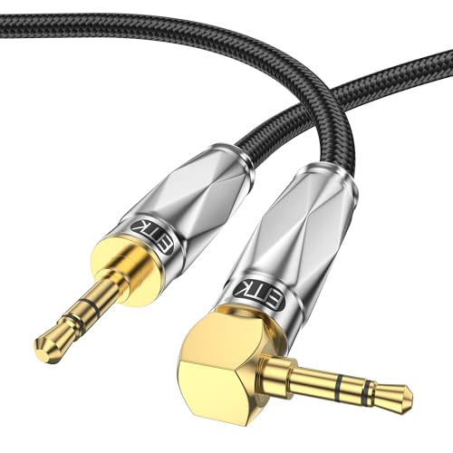 EMK 90 Grad Aux Kabel Auto 3.5 mm klinkenkabel Aux Kabel mit Winkelstecker für Auto Audiosystem, TV, Soundbar, Lautsprecher, Handy, Kopfhörer usw. (2m)